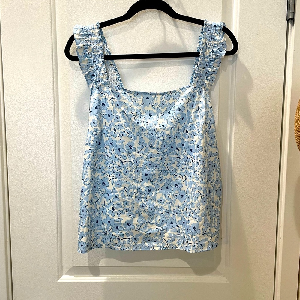 NEW…LUSH Blue Floral Ruffle Strap Blouse - Picture 3 of 4